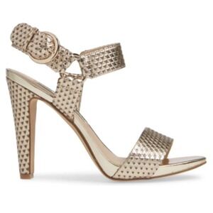 Karl Lagerfeld Paris Cieone metallic‎ gold black geometric pattern leather 6.5M